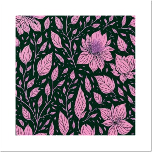 pink flower pattern design beautiful flowers Posters and Art